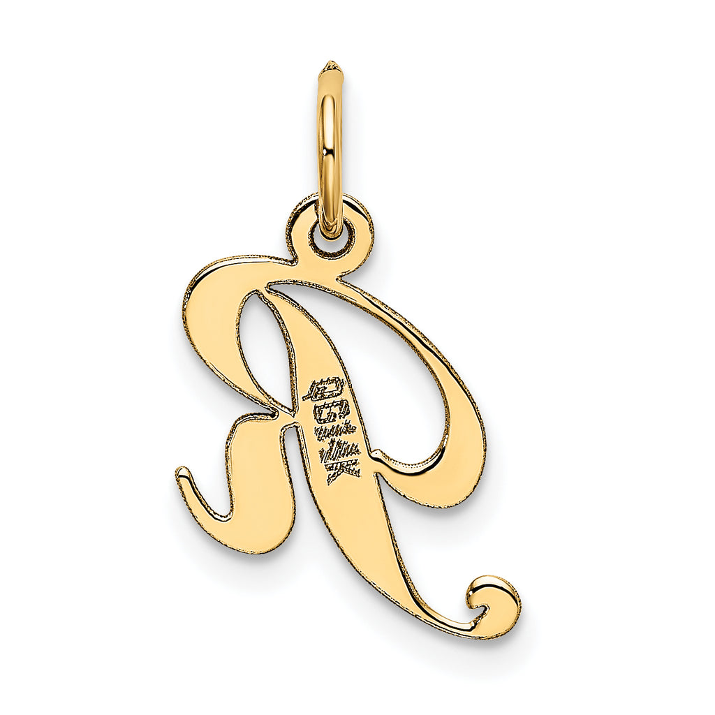 14K Yellow Gold Letter R Initial Pendant Charm with 18'' Rope Chain Necklace Y700789