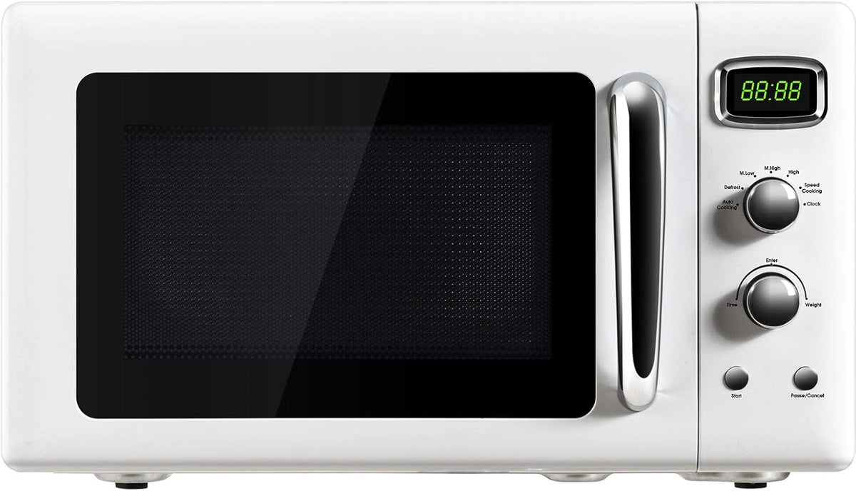 900W Retro Countertop Compact Microwave Oven with Glass Turntable Y345