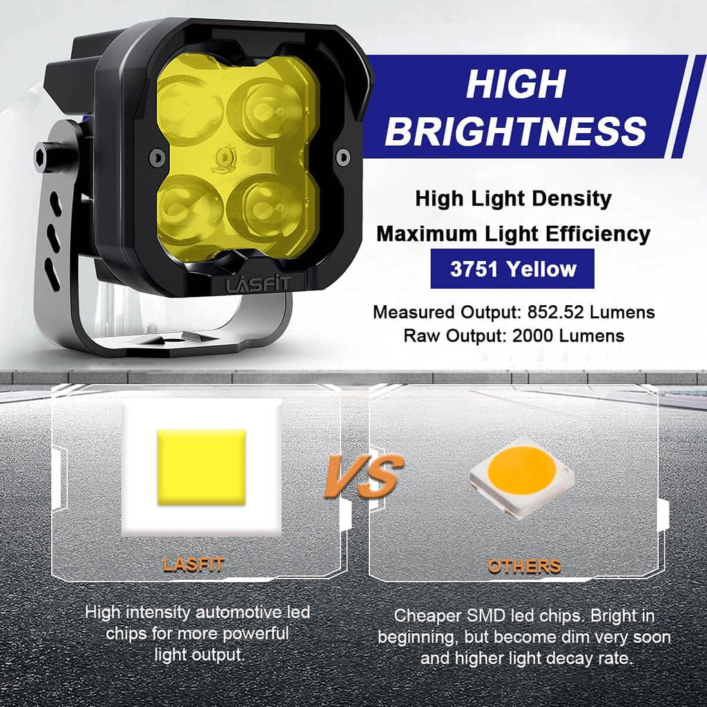 Yellow LED Pods Fog Lights 3 inch 18W (Pair) F571511