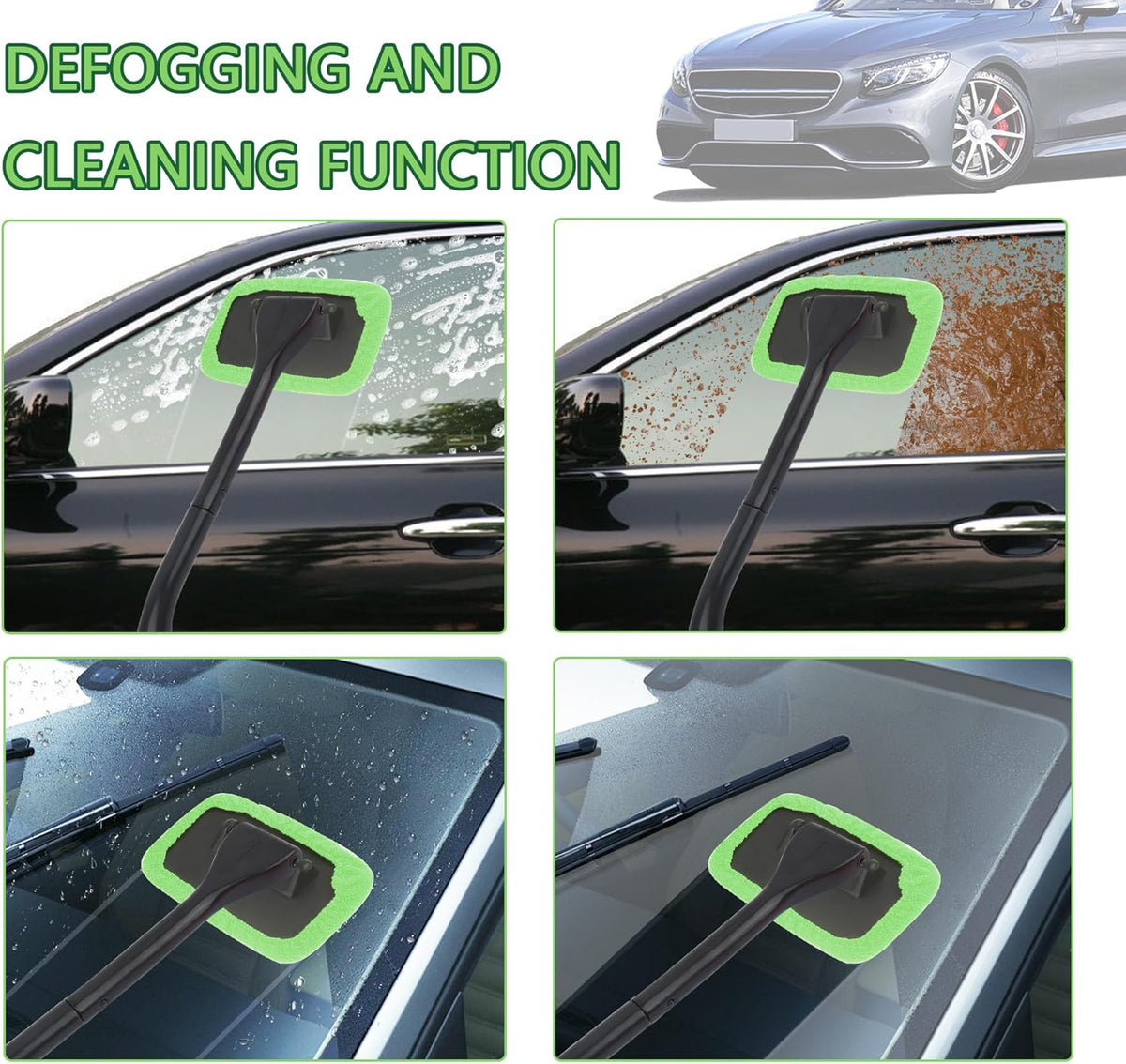 Microfiber Car Window Cleaner Tool Kit with 4PCS Reusable Cloth Cover Y7559