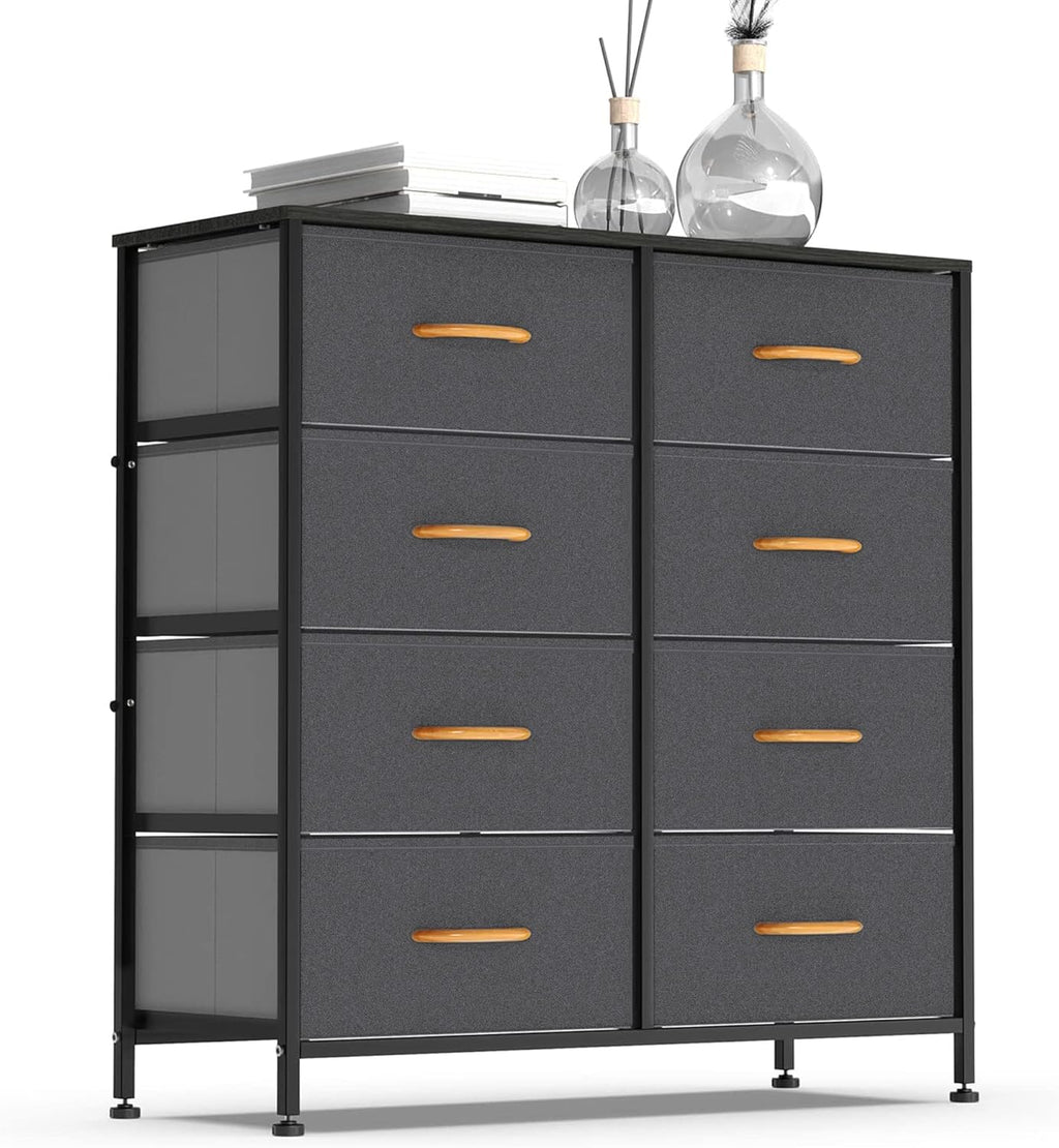 8 Drawer Vertical Dresser with Steel Frame and Fabric Bins K125