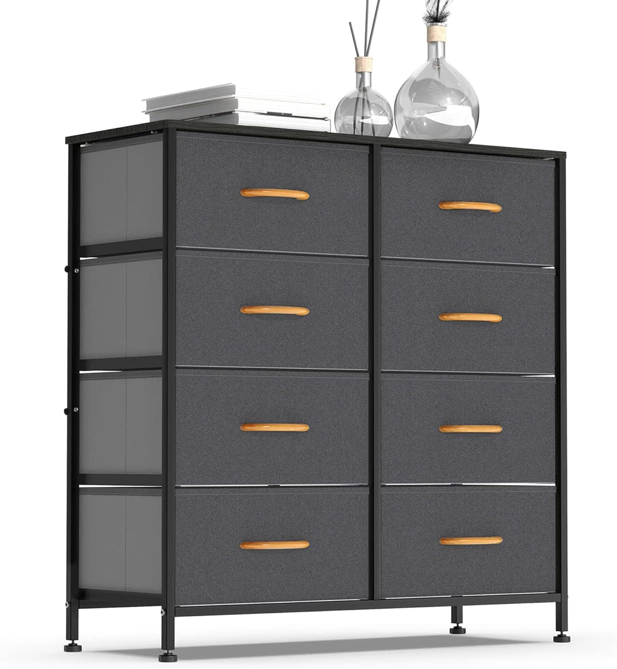 8 Drawer Vertical Dresser with Steel Frame and Fabric Bins K125