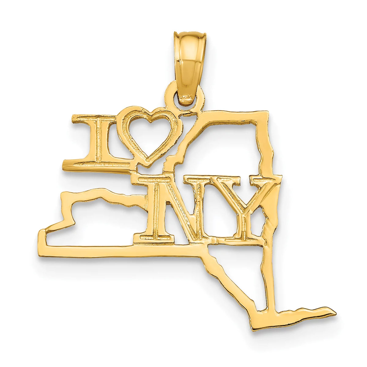 14K Yellow Gold New York State Pendant Charm Necklace 16'' S3194