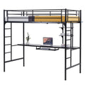 Black Metal Twin Loft Bed with Desk C7357