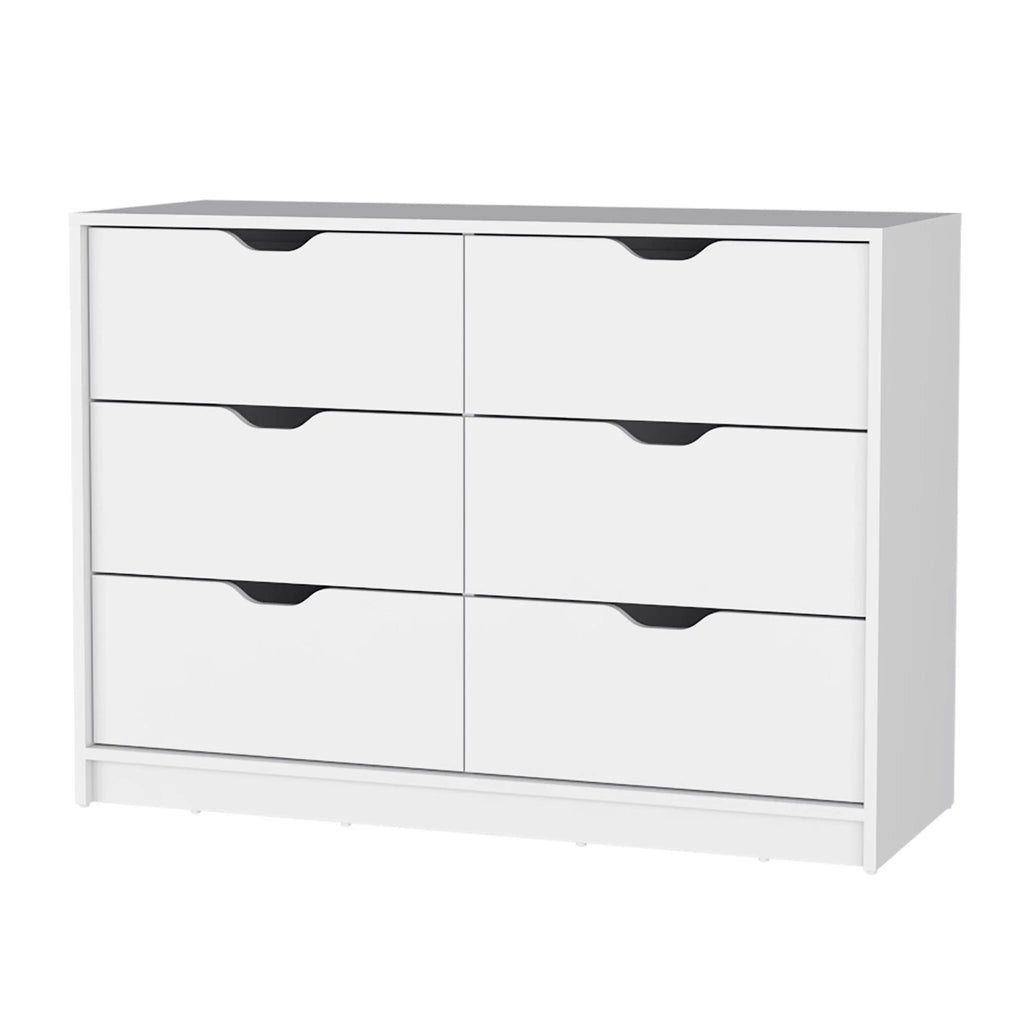 White Manufactured Wood Six Drawer Dresser O3406