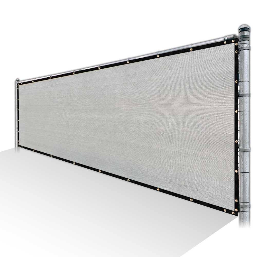 Grey Privacy Fence Screen HDPE Mesh Windscreen with Reinforced Grommets X377