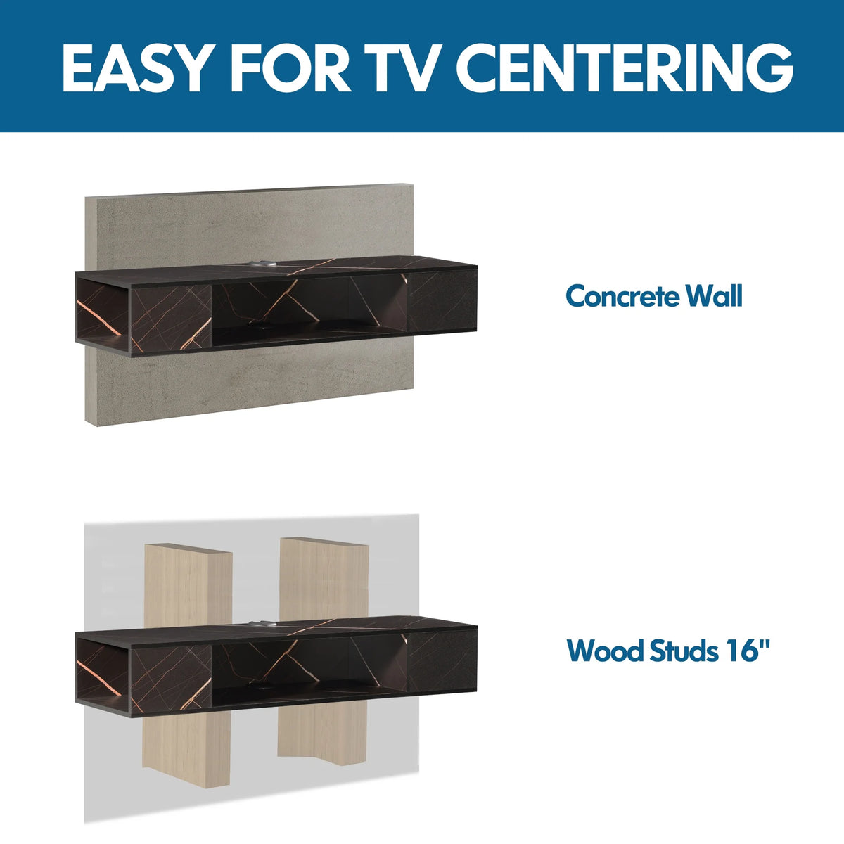 Black Floating TV Stand with LED Lights I4747