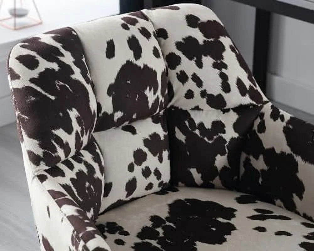 Velvet Cow Print Swivel Office Desk Chair with Wheels and Arms P13441