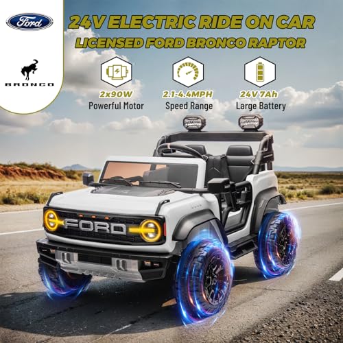 2 Seater Ride On Car, 24v Electric Power Ride On Truck Toy with Remote Control, Blue V72185