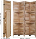 4 Panel Wood Room Divider with Shelves Z898630