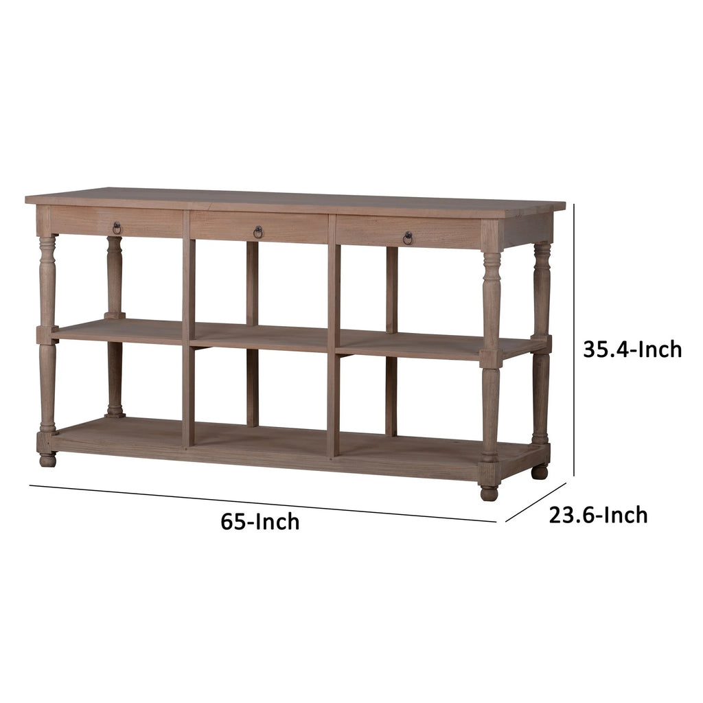 65 Inch 3 Drawer Wood Console Table D65462