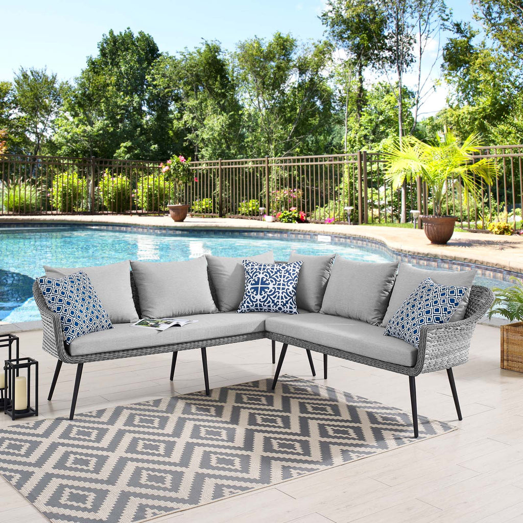 Grey Rattan Sectional Sofa U156