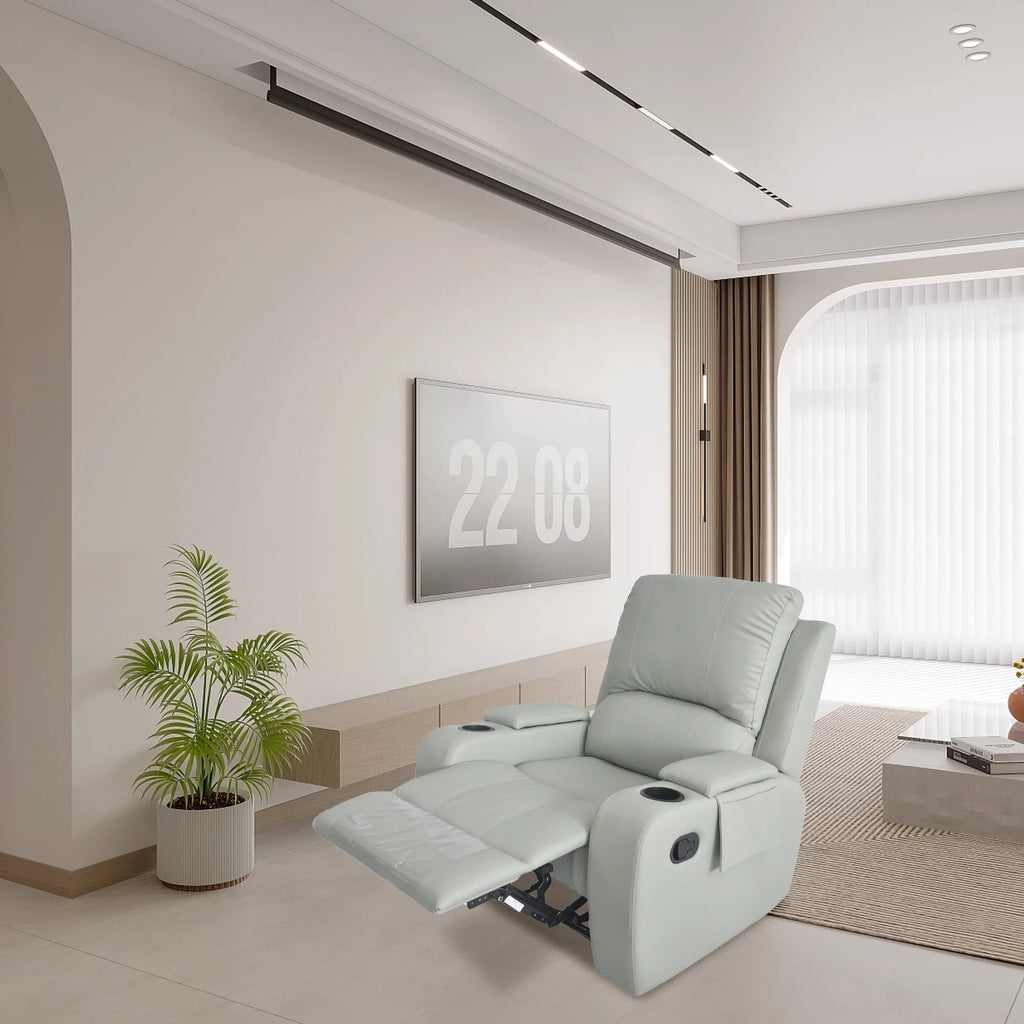 Gray PU Leather Recliner Chair with Storage B5613