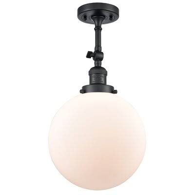 1-Light Semi Flush Mount Matte Black Matte White W22862