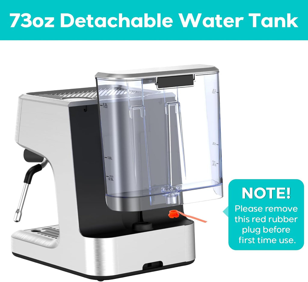 Espresso Machine with LCD Display and Milk Frother Steam Wand L8645