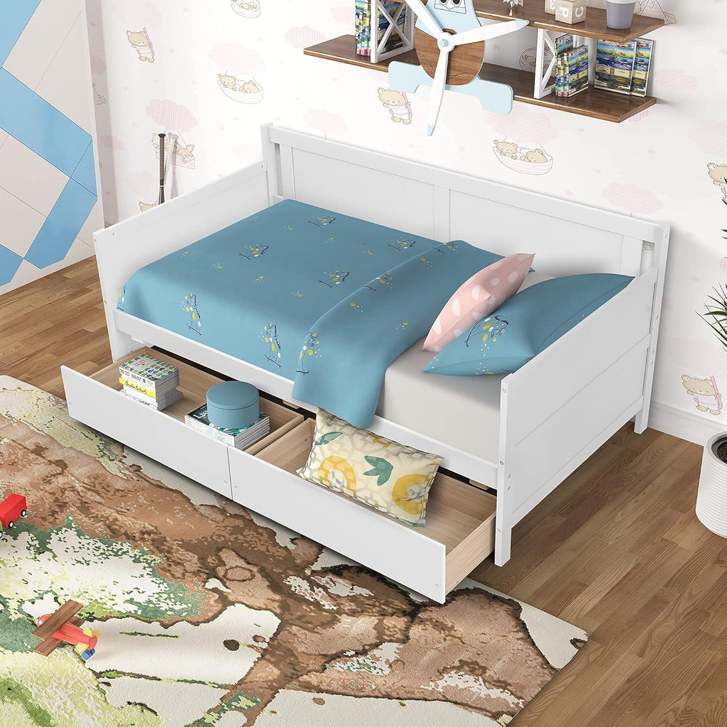 Twin White Daybed Frame with 2 Storage Drawers L223838