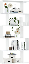 White 5-Tier Wooden Geometric Bookcase S87850