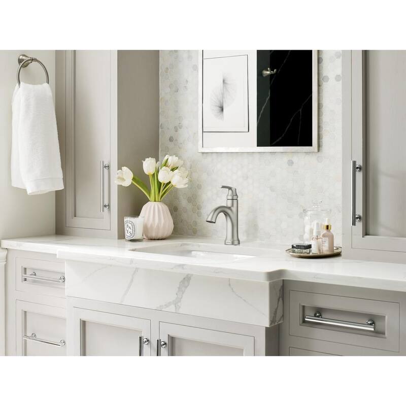 4 in. Centerset Single Handle Bathroom Faucet Brushed Nickel Y84367
