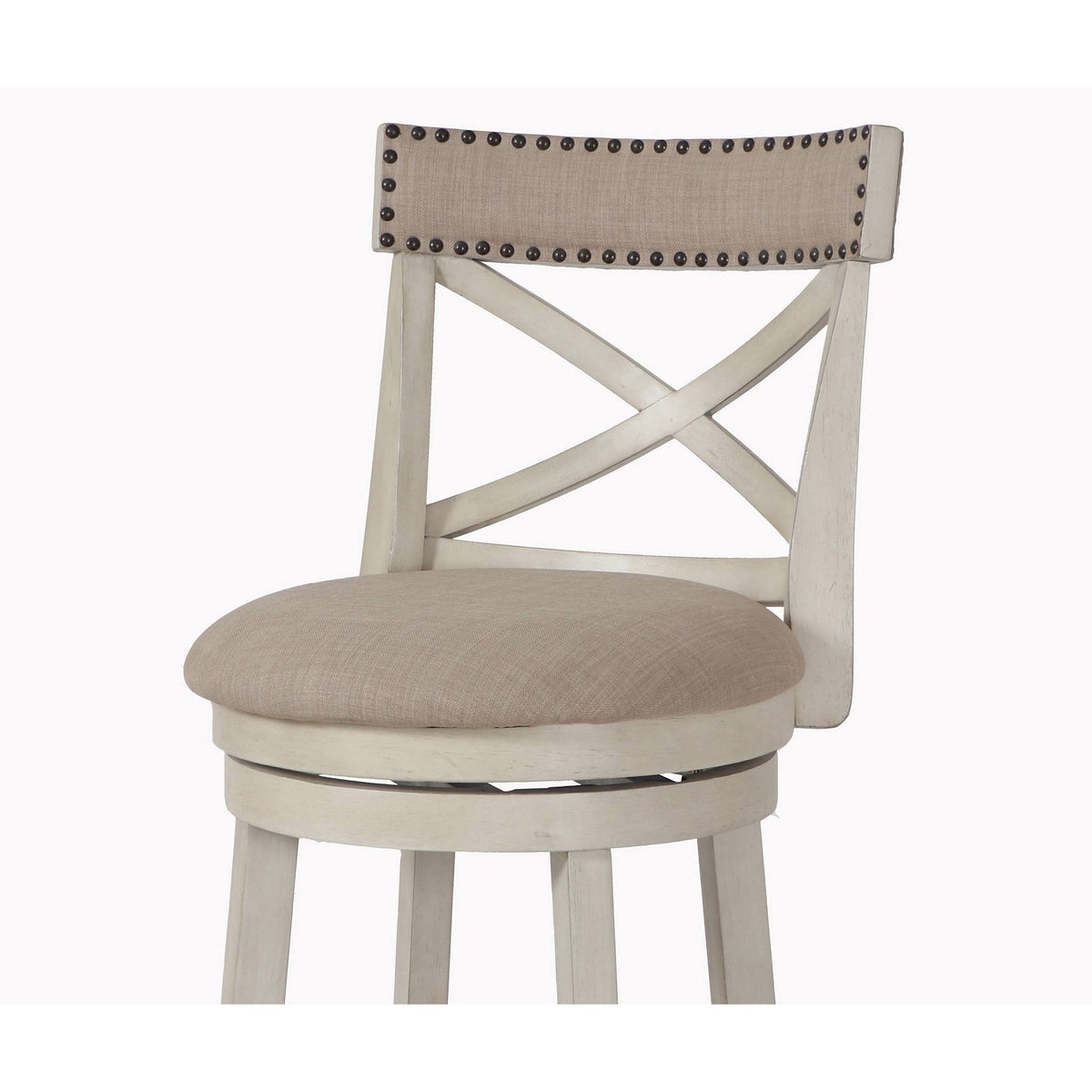 Antique White 24-Inch Counter Stool with Fabric Seat U58012
