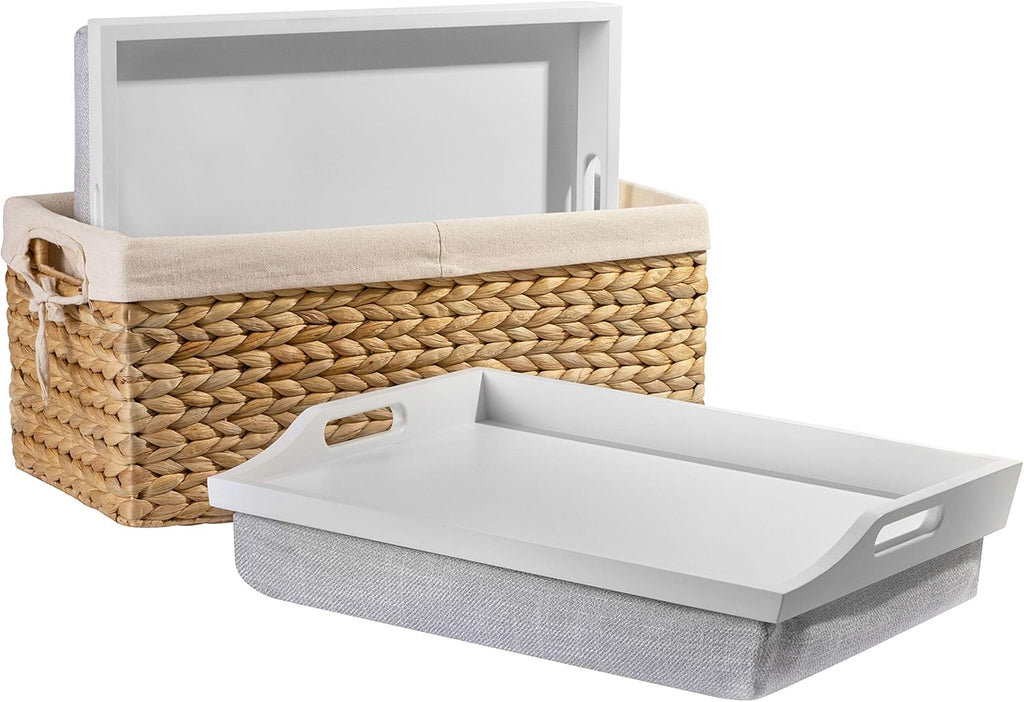 Wood Lap Trays with Basket Set C323815