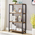 Rustic Oak 4 Tier Metal and Wood Bookshelf R3550