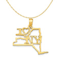 14K Yellow Gold New York State Pendant Charm Necklace 16'' S3194