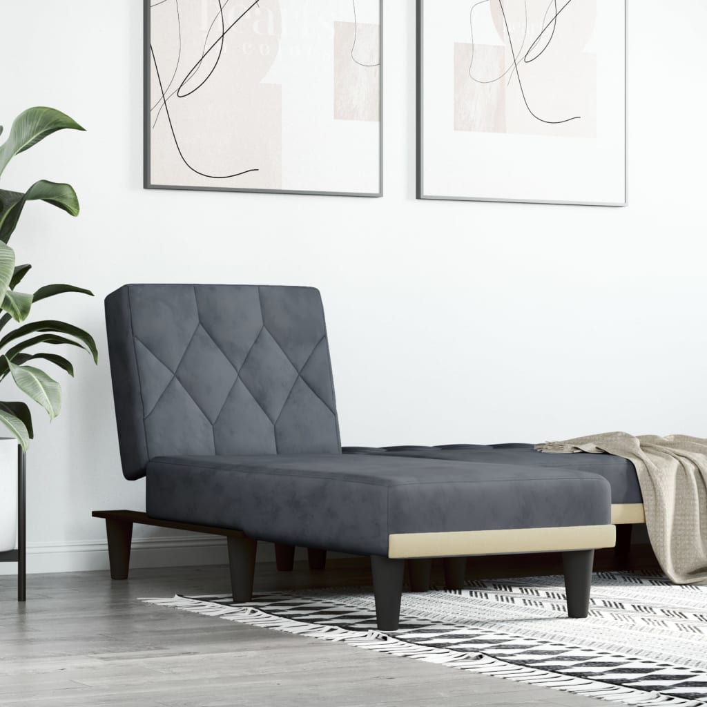 Dark Gray Velvet Chaise Longue F7185