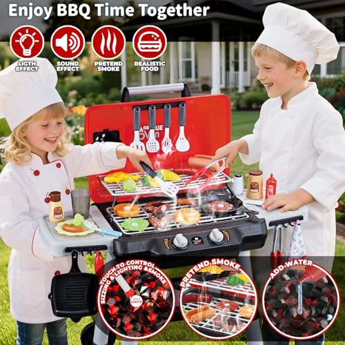 Kids BBQ Grill Playset with Smoke Sound Light E766421