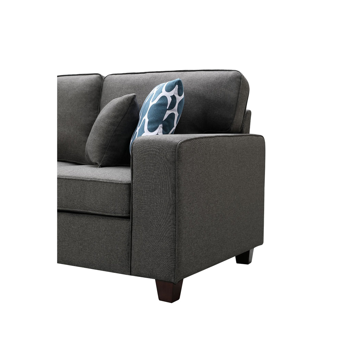 Dark Gray Linen Modular Sectional Sofa Chaise and Ottoman D6800