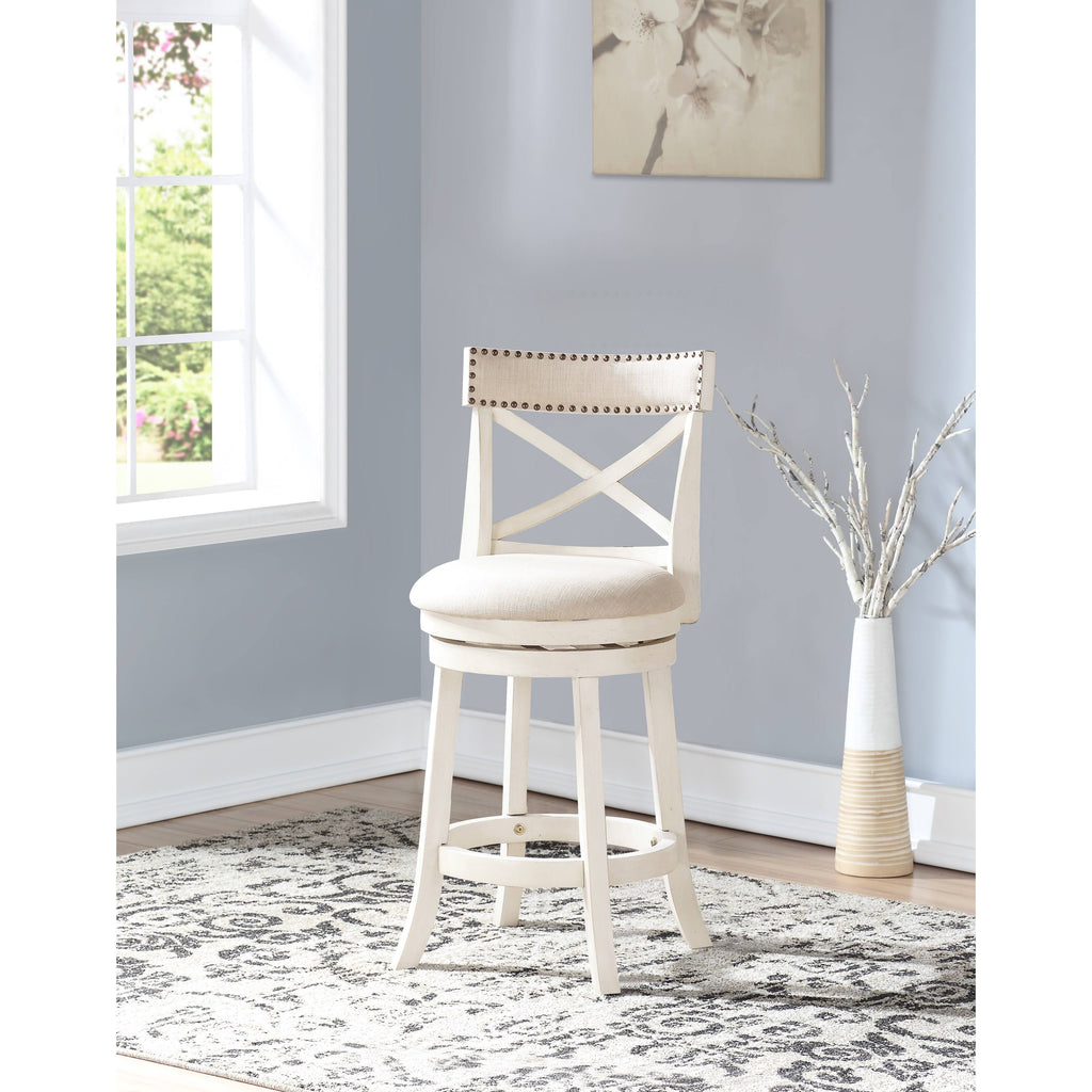 Antique White 24-Inch Counter Stool with Fabric Seat U58012