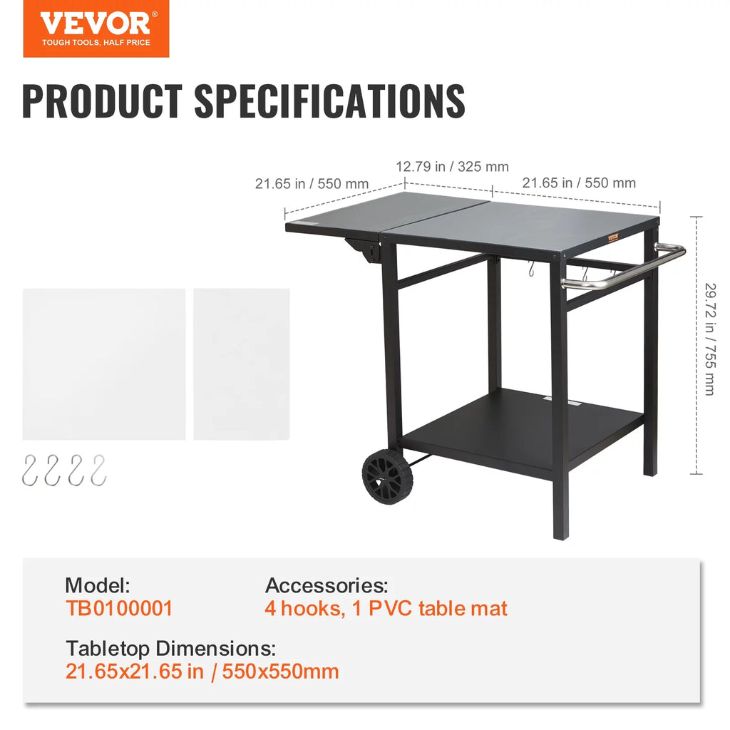 Foldable 2 Tier Outdoor Grill Cart B5996