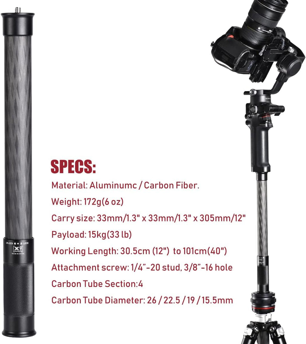 4 Section Carbon Fiber Extension Pole with 1/4 Screw Mount R71711