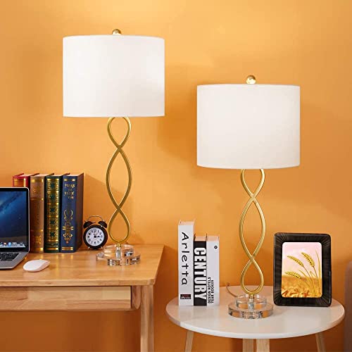 30" Brass Gold Table Lamps Set of 2 E42936