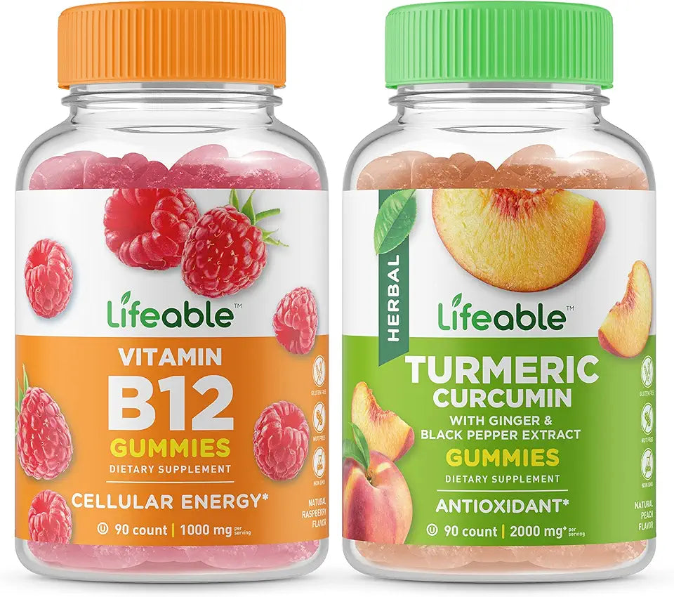 Vitamin B12 + Turmeric Curcumin Gummies Bundle Y579