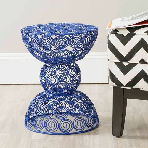 Blue Iron Wire Stool A22055