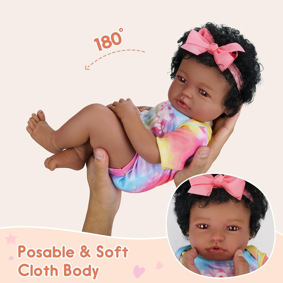 20 Inch Cloth Body Brown Eyes Reborn Baby Doll E328