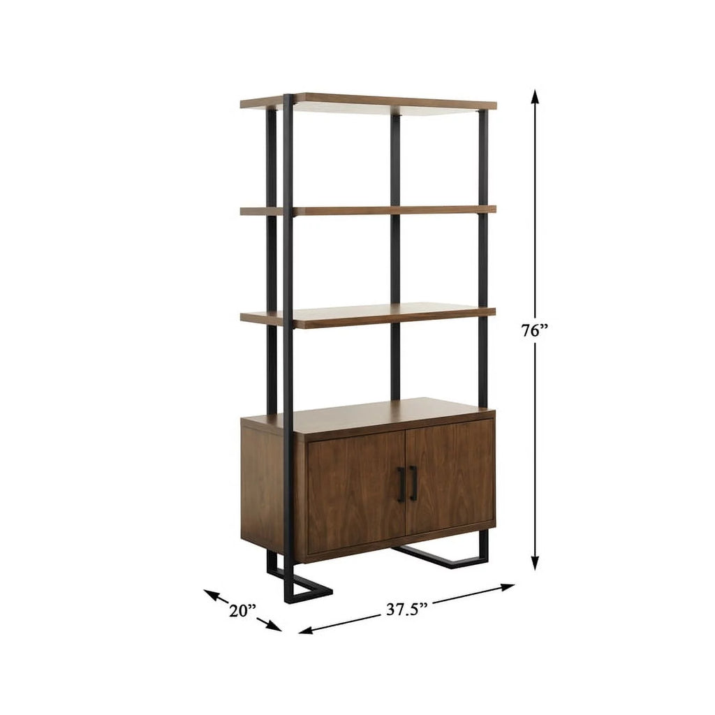 Mid-Century Metal & Wood Bookcase E4021