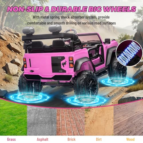 2 Seater Ride On Car, 24v Electric Power Ride On Truck Toy with Remote Control, Blue V72185