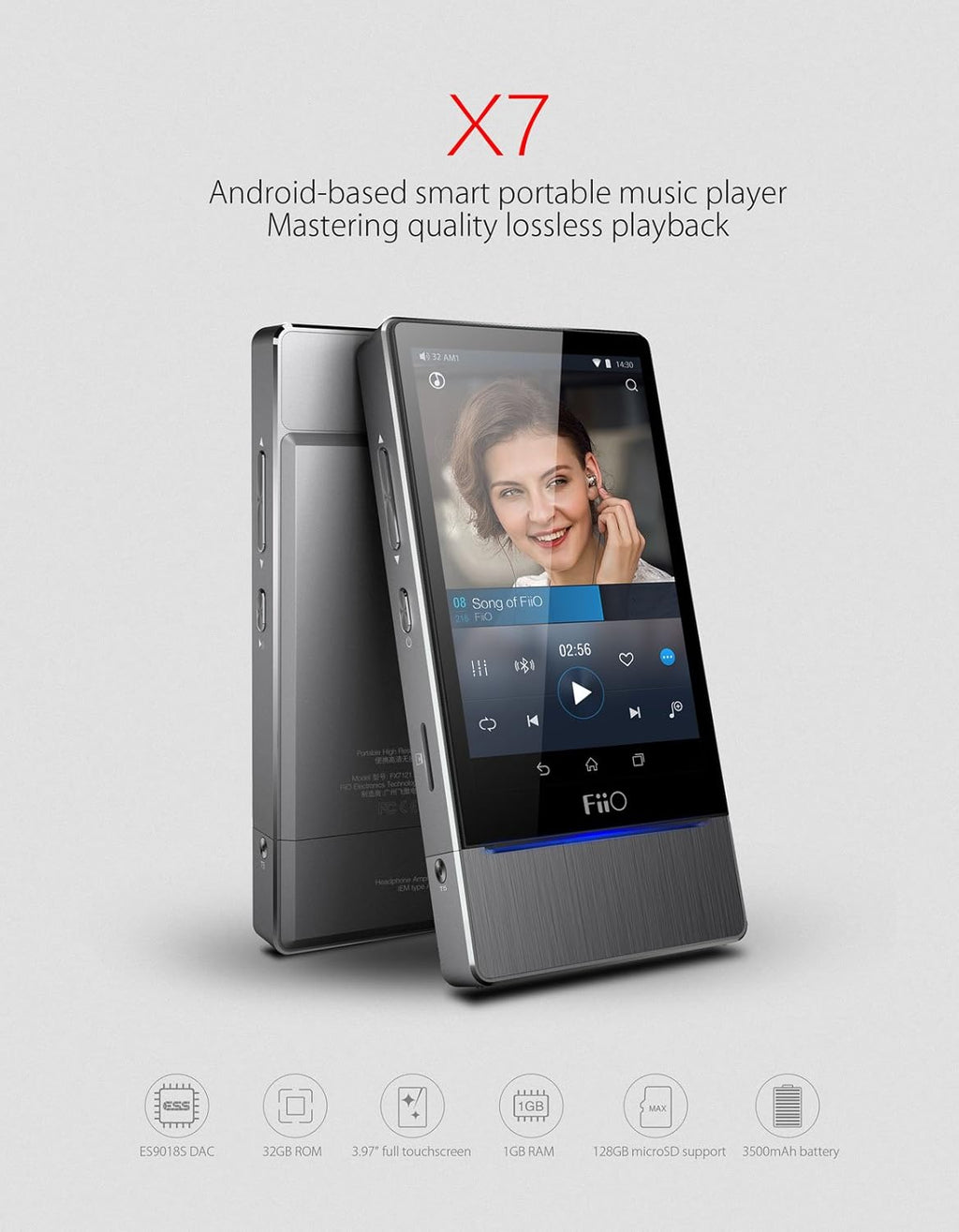 High Resolution Audio Player with Amp Module, Leather Case and Coaxial Audio Cable W682324