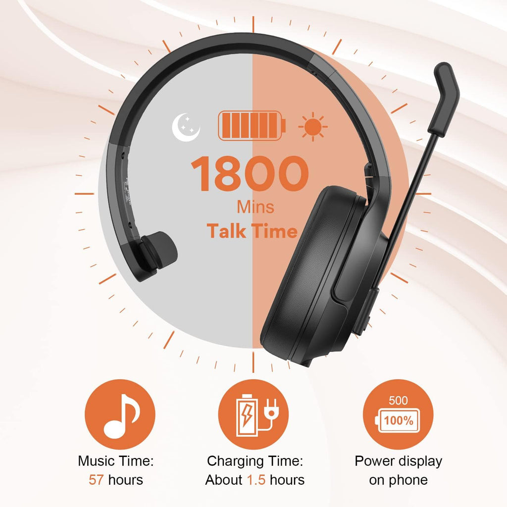 Noise Canceling Trucker Bluetooth Headset with Microphone O147