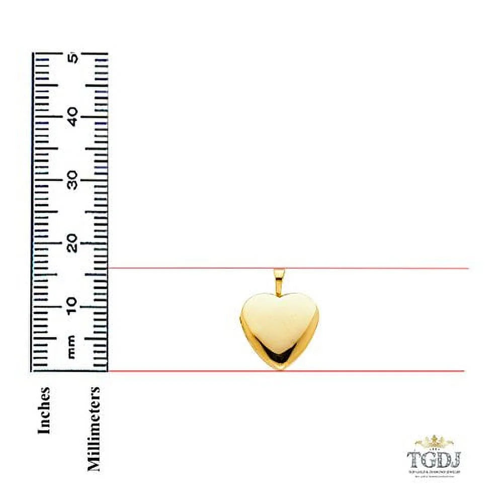 14k Yellow Gold Heart Locket Pendant with 0.8 mm Wheat Chain 16'' - 22'' E7524