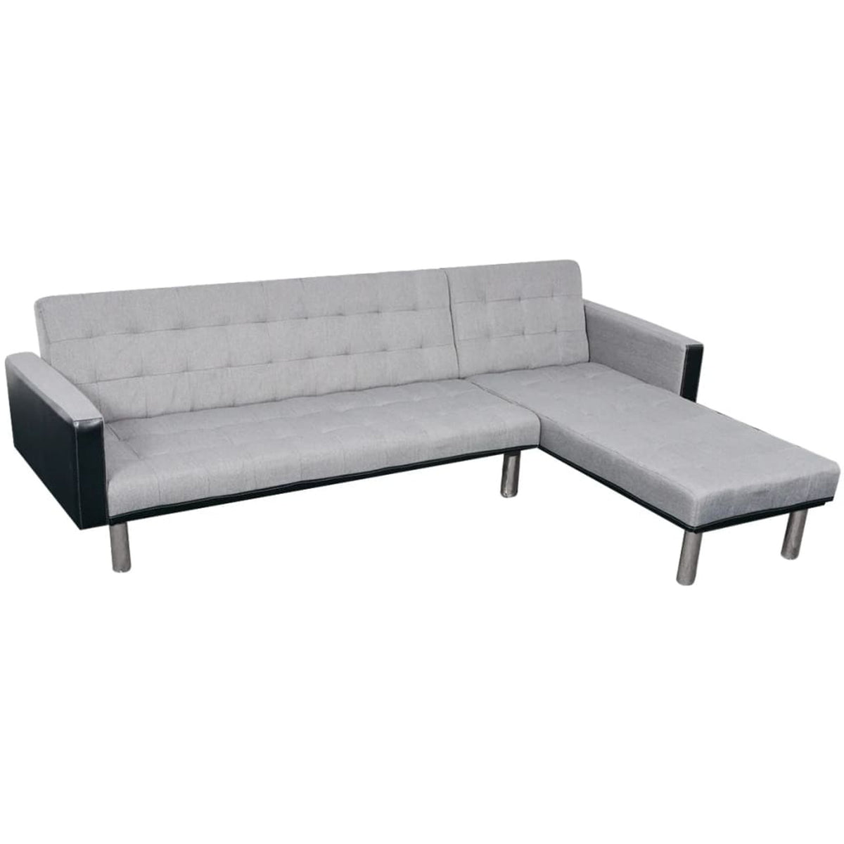 L-shaped Sofa Bed Fabric Black and Gray S649610