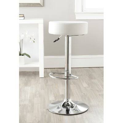 White Swivel Adjustable Height Bar Stool W526161