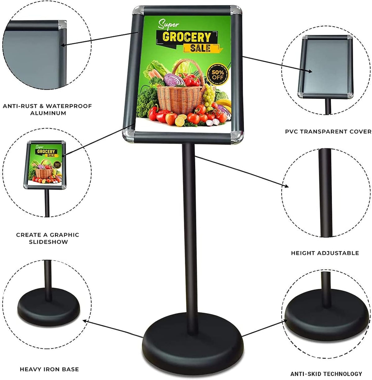 Adjustable Poster Sign Holder, 8.5 x 11 Inches, Pack of 2 K94048