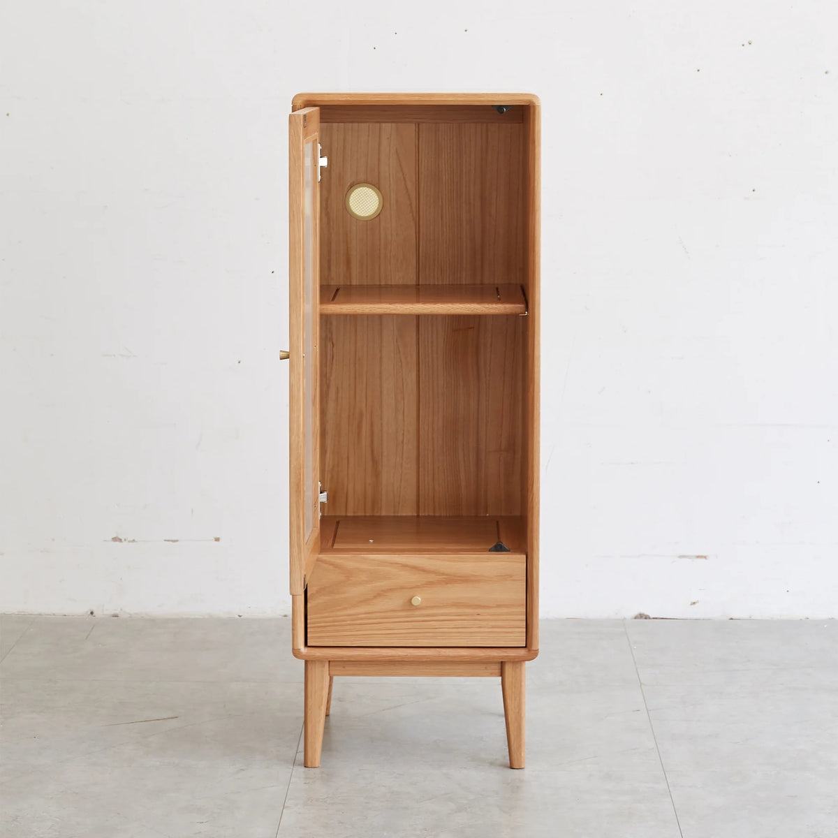 Solid Oak Storage Cabinet with Glass Door F3132