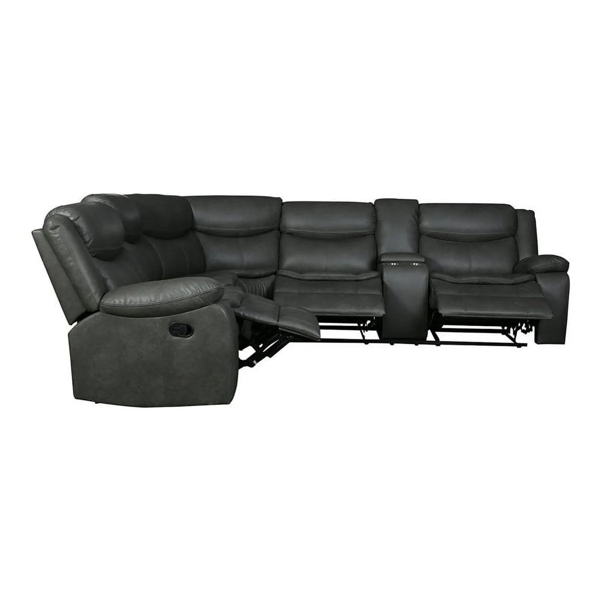 Gray Faux Leather Reclining Sectional M33849
