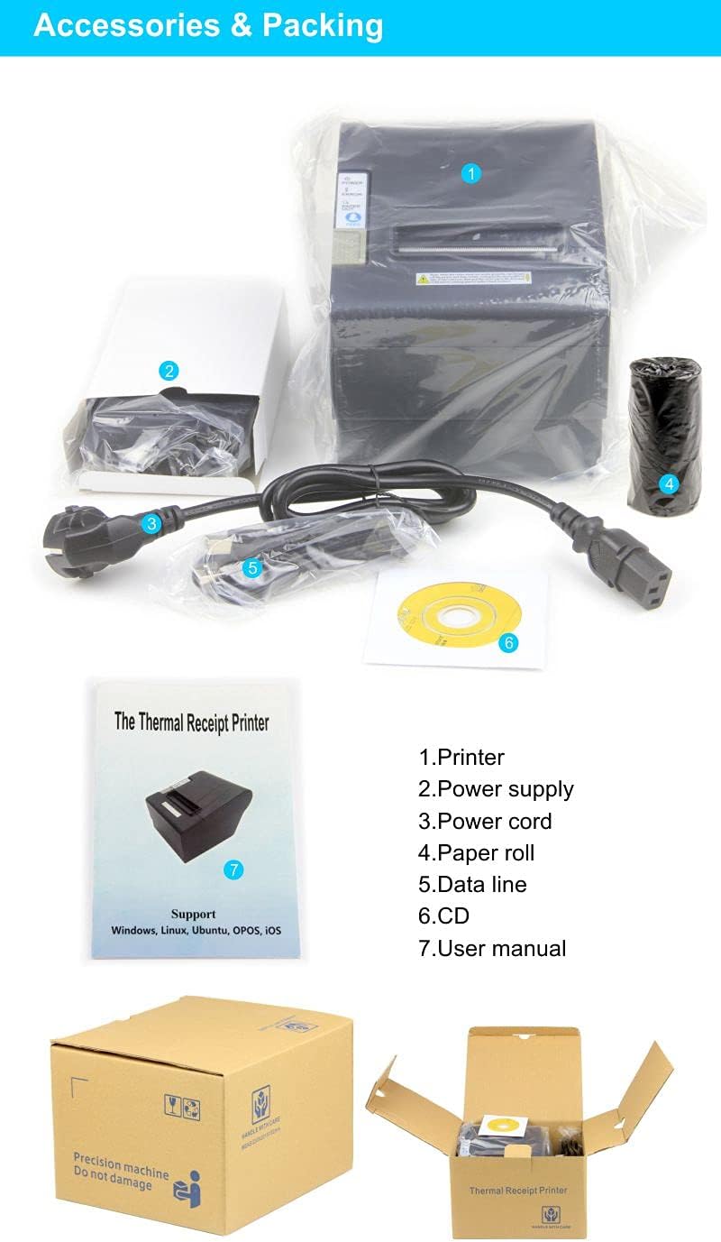 POS Thermal Receipt Printer with Auto-Cutter, 80mm K738789