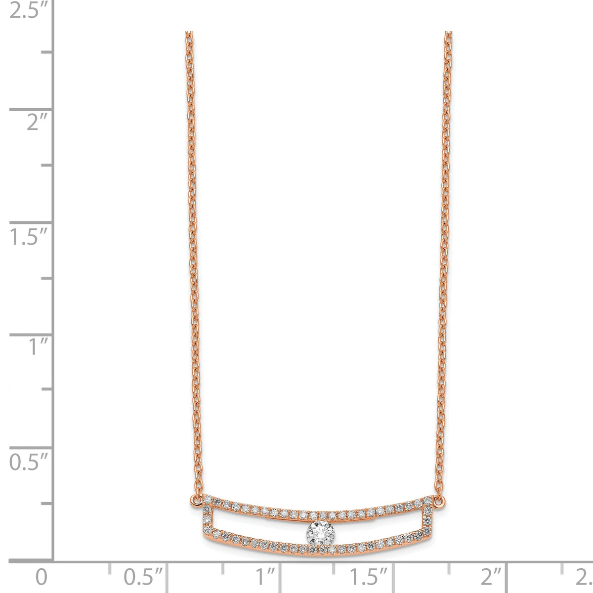 14K Rose Gold Polished Diamond Necklace P573