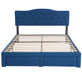 Queen Size Wood Bed Frame with Headboard Blue V773683