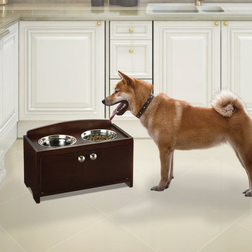 Dark Brown Wooden Pet Feeder B270